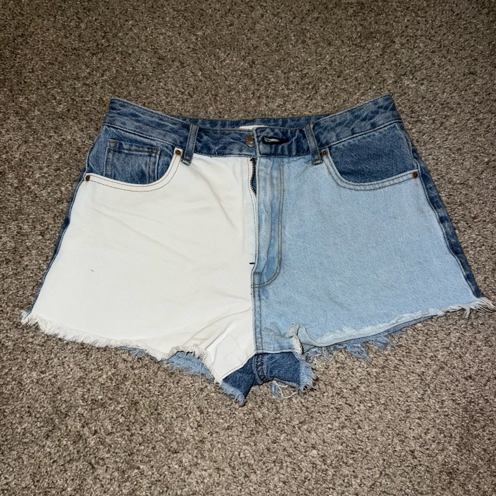 PacSun High Rise Festival Mix Wash Blue Jean Shorts